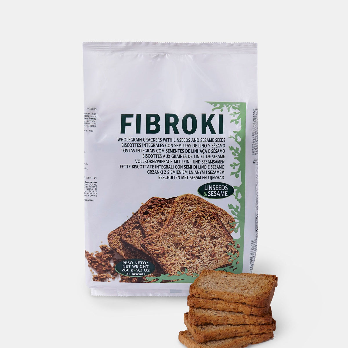 Naturhouse Fibroki linseed and sesame crispbreads product pack